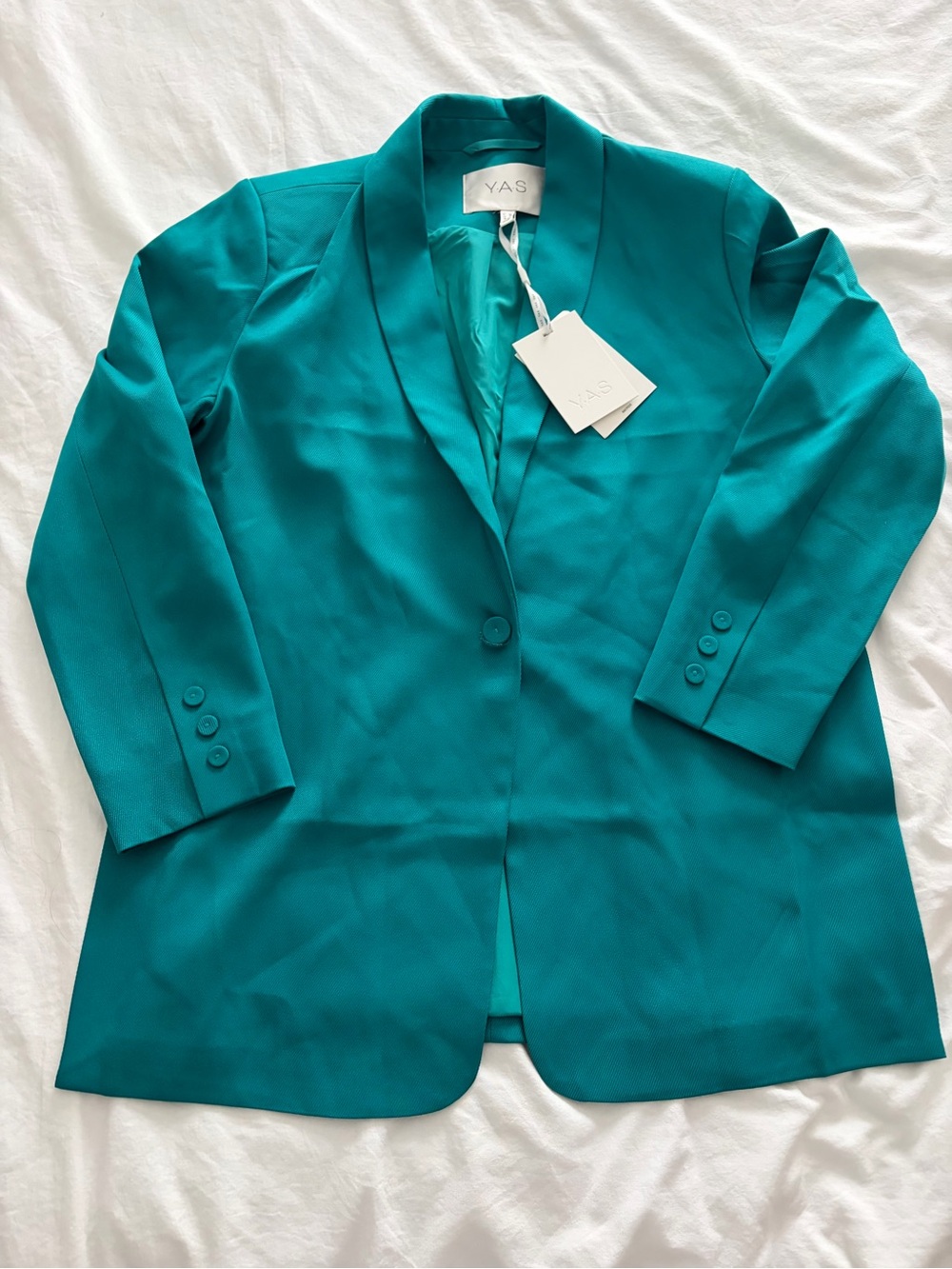 Y.A.S Oversized Turquoise Women's Blazer Longline Tailored Suit Jacket Size XL - Picture 2 of 12